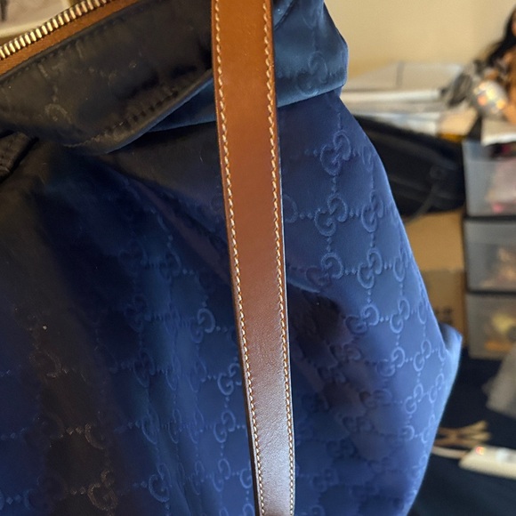 Gucci Navy nylon Messenger Bag with Brown Leather Strap - Picture 16 of 16